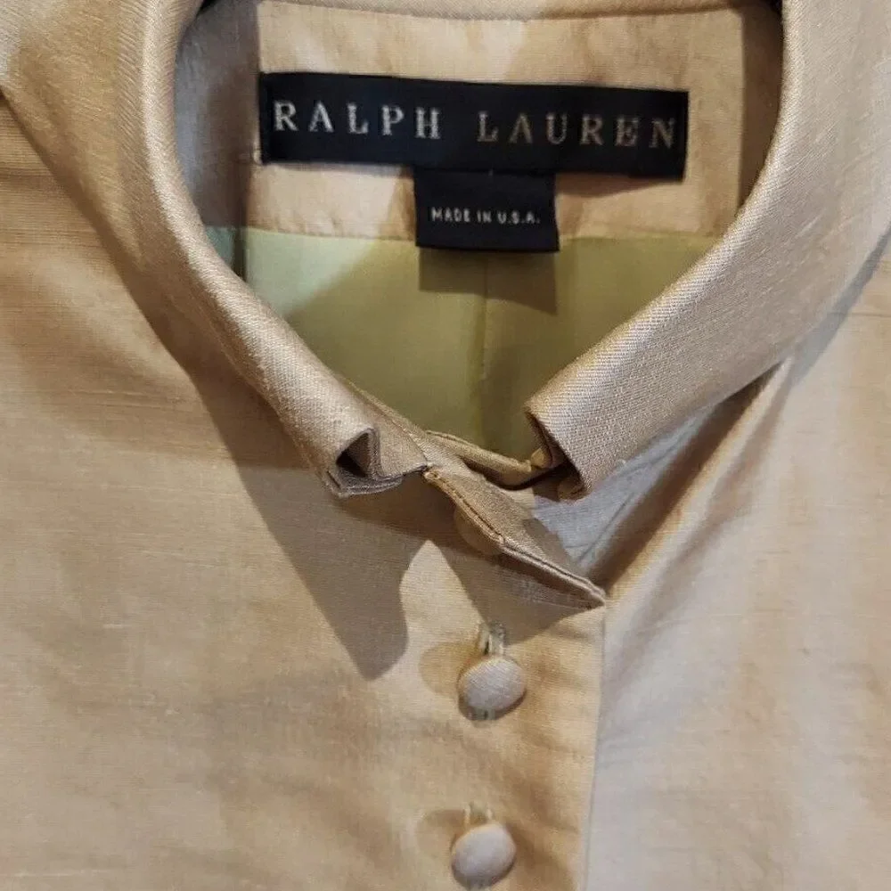 Ralph Lauren Golden Silk Dupioni Nehru Tunic Cocktail Jacket - Picture 4 of 16